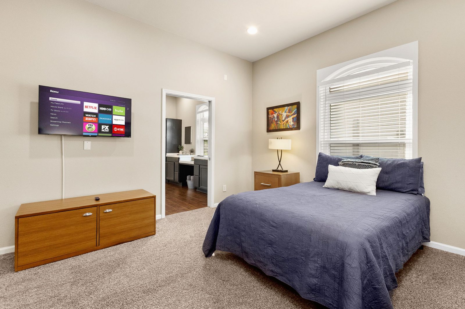 Spacious guest bedroom arranged for a family